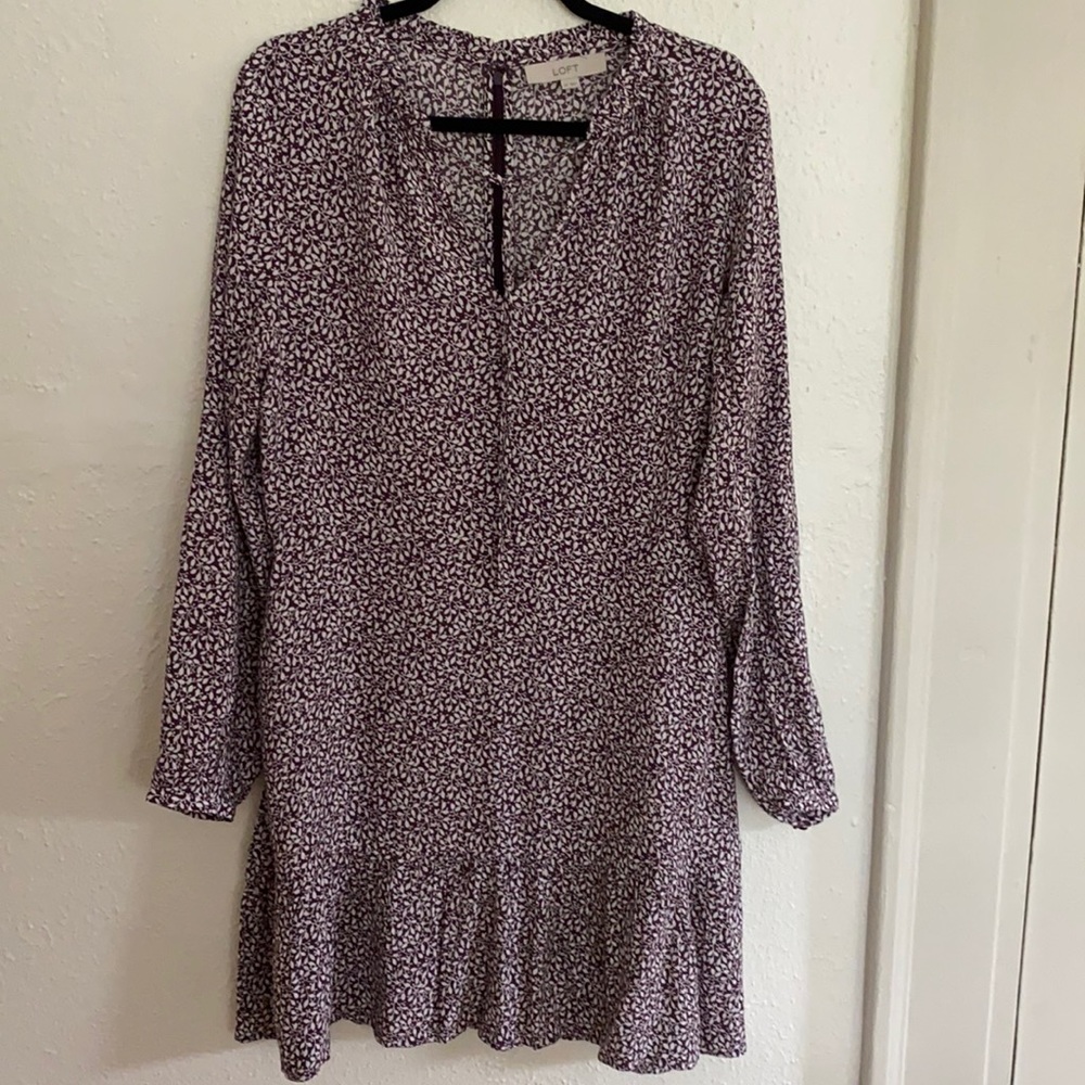 long sleeve mini dress with ruffle hem